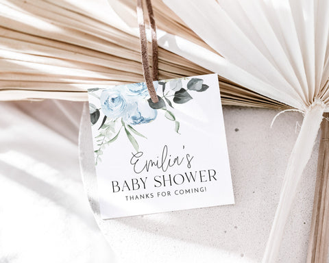 Blue Floral Favour Tags, Baby Shower Favor Tags, Boy Baby Shower Favor Tag, Blue Flower Favour Tag, Baby Tag, Gift Tag, Favor Label Baby Boy