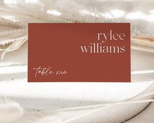 Modern Wedding Place Cards, Wedding Place Card Template, Minimal Escort Cards, Printable Place Cards, Editable Template, Rust, Rylee