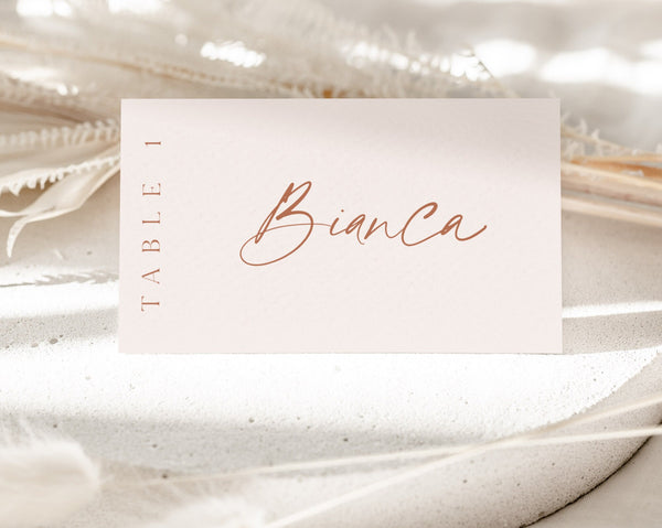 Minimal Wedding Place Cards Template, Modern Wedding Escort Cards, Elegant Place Cards, Flat Folded, Printable Place Cards, Editable, Bianca