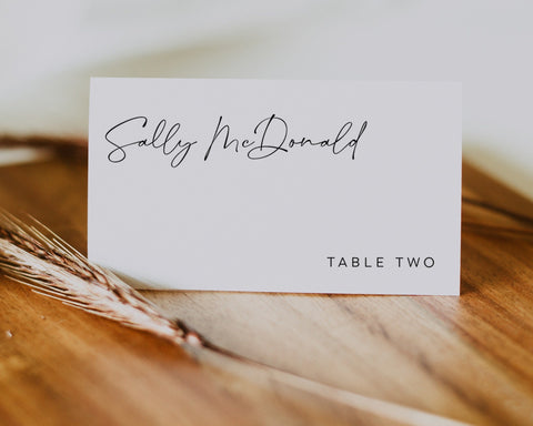 Modern Wedding Place Cards Template, Elegant Wedding Name Cards, Minimal Escort Cards, Printable Place Cards, Editable Table Name, Sally
