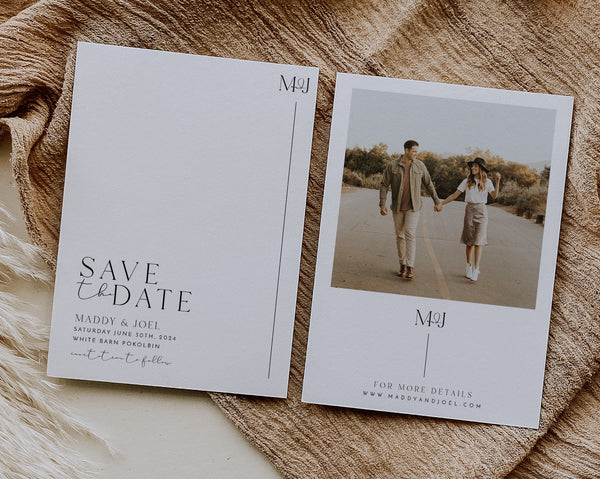 Save the Date Template, Photo Save the Date, Editable Save Our Date, Minimalist Save The Date Card, Rustic Wedding Invitation, Maddy