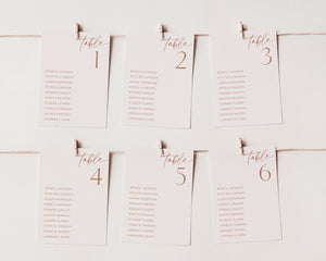 Wedding Seating Chart Card Template, Minimalist Wedding Seating Chart Cards, Modern Seating Chart Cards, Table Number Seating Cards, Bianca