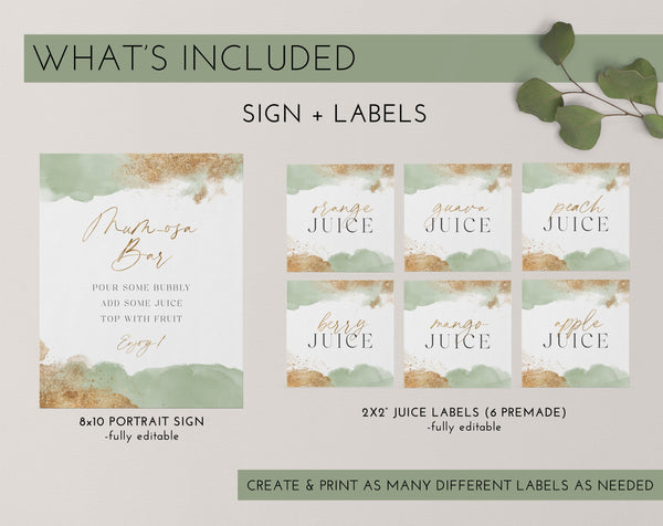 Mumosa Bar Sign, Momosa Bar Sign, Mimosa Bar Sign, Juice Labels, Mimosa Juice Tags, Baby Shower Sign, Sage Baby Shower Sign, Mom-osa Sign