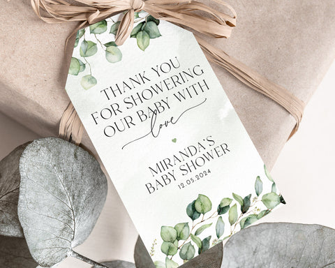 Baby Shower Favor Tags, Thank You Tags, Greenery Baby Shower Favour Tag, Gift Tag, Editable Baby Tag, Printable Gift Tag, Greenery Baby Tags