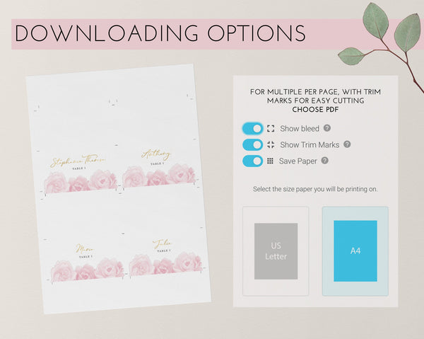 Christening Place Card Template, Printable Place Cards, Baptism Place Cards, Pink Floral and Gold, Pink Girls Christening Place Cards, Pink