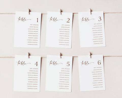 Wedding Seating Chart Card Template, Minimalist Wedding Seating Chart Cards, Modern Seating Chart Cards, Table Number Seating Cards, Amy