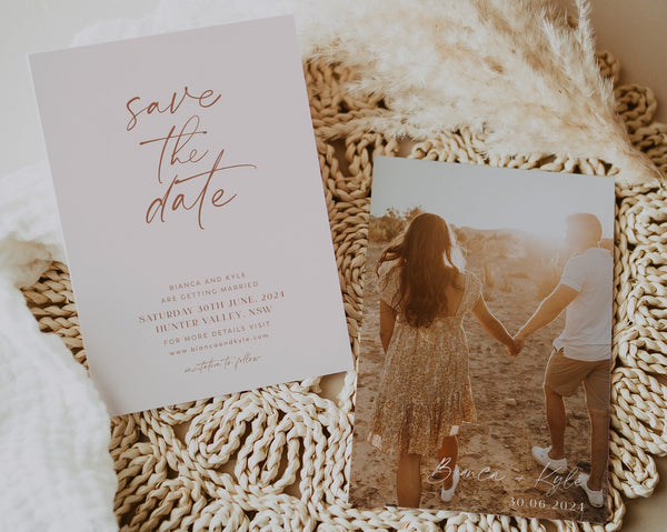 Save the Date Template, Photo Save the Date, Editable Save Our Date, Minimalist Save The Date Card, Rustic Wedding Invitation, Bianca