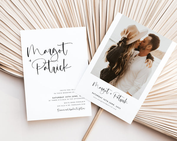 Minimalist Wedding Invitation Template Set, Wedding Invitation Template Download, Editable Modern Wedding Invite, Instant Download, Margot