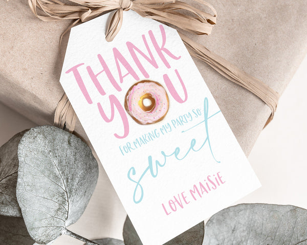 Donut Favour Tags, Birthday Thank You Tags, Donut 1st Birthday Favor Tag, Gift Tag, Editable Birthday Tag, Printable Gift Tag, Donut Grow Up