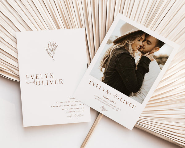 Rustic Minimalist Wedding Invitation Template Set, Wedding Invitation Template Download, Editable Invitation Set, Terracotta, Evelyn