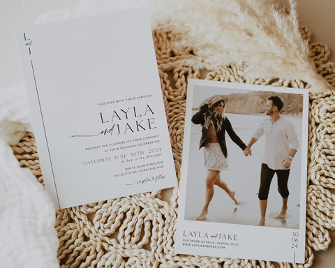 Minimalist Wedding Invitation Template, Invitation with Photo, Minimal Wedding Invite, Wedding Invitation Template Download, Modern, Layla