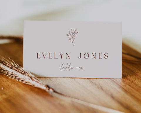 Minimalist Place Cards, Rustic Place Cards, Boho Place Cards, Editable Wedding Escort Cards, Minimal Template, Printable Place Cards, Evelyn