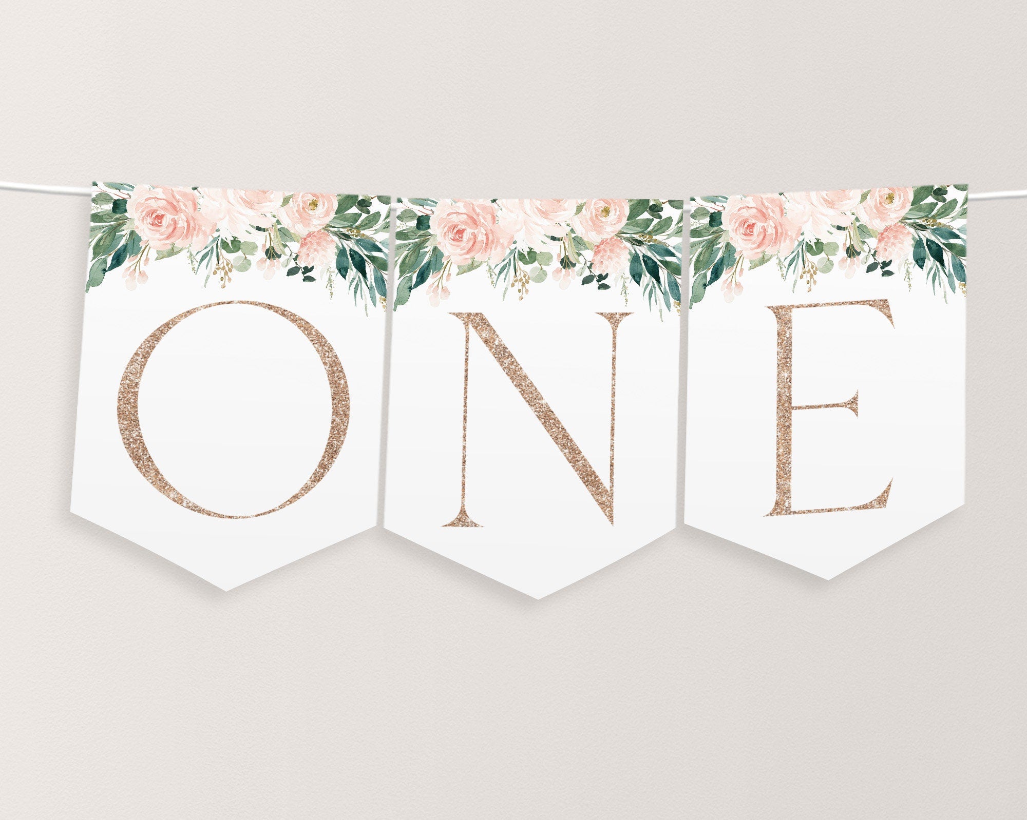Onederful High Chair Banner Printable, 1st Birthday Banner For High Chair, Birthday Decorations, Pink Floral High Chair Banner 1st Birthday