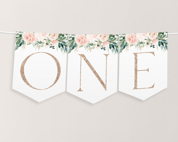 Onederful High Chair Banner Printable, 1st Birthday Banner For High Chair, Birthday Decorations, Pink Floral High Chair Banner 1st Birthday