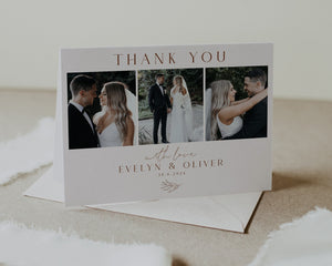 Boho Wedding Photo Thank You, Minimalist Wedding Thank You Card, Photo Thank You Card, Printable Thank You Card, Editable Wedding, Evelyn