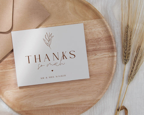 Thank You Card Template, Printable Thank You Card, Instant Download Thank You Cards, Modern Wedding Thank You, Minimalist Wedding, Evelyn