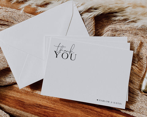 Thank You Card Template, Printable Thank You Card, Instant Download Thank You Cards, Modern Wedding Thank You, Minimalist Wedding, Harlow