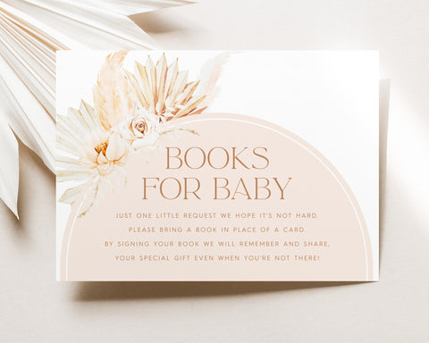 Books For Baby Card Printable, Book Request Card, Boho Baby Shower Book For Baby, Dried Flower Invitation, Baby Shower Printables, Boho Baby