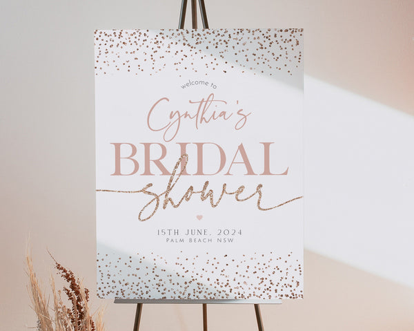 Bridal Shower Welcome Sign, Rose Gold Welcome Sign, Editable Welcome Sign, Printable Welcome Sign, Kitchen Tea Welcome, Rose Gold Glitter