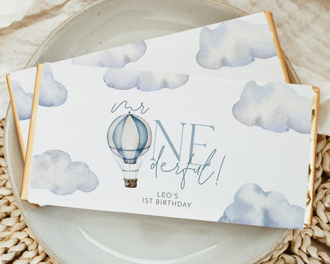 Mr ONEderful Chocolate Bar Wrapper Template, Printable Candy Bar Wrapper, 1st Birthday Candy Bar Wrapper, Birthday Favors, Hot Air Balloon