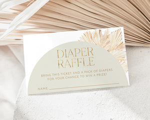 Sage Diaper Raffle Card, Boho Baby Shower Diaper Raffle Card, Editable Diaper Raffle Template, Printable Diaper Raffle, Nappy Raffle Card