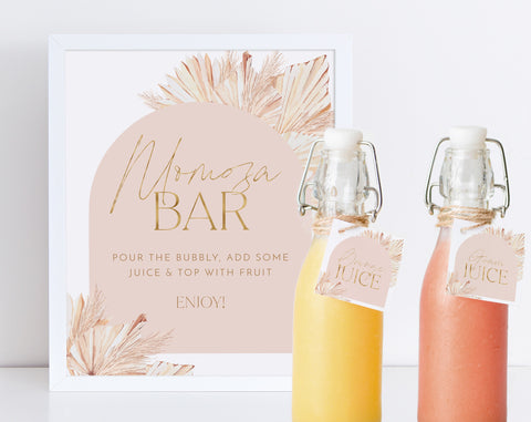 Pink Momosa Bar Sign, Mumosa Bar Sign, Mimosa Bar Sign, Juice Labels, Boho Girl Baby Shower, Mimosa Juice Tags, Arch Baby Mom-osa Sign Pink