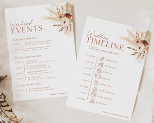 Wedding Timeline Template, Wedding Itinerary, Order of Events, Schedule of Events, Wedding Day Timeline Download, Boho Floral Wedding, Hazel