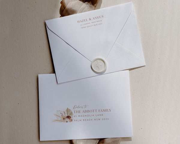 Envelope Template, Printable Envelope Address Template, Boho Wedding Envelope Addressing Editable, Boho Floral Envelope Addressing, Hazel