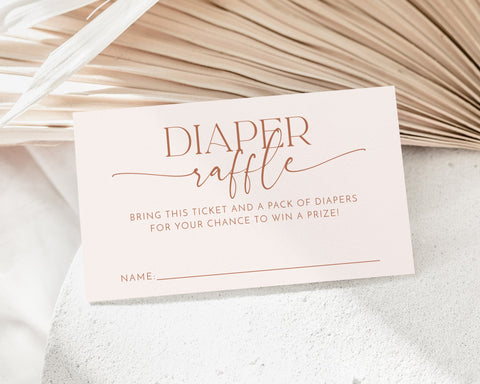 Diaper Raffle Card, Minimal Baby Shower Diaper Raffle Card, Editable Diaper Raffle Template, Printable Diaper Raffle, Nappy Raffle Card Boho