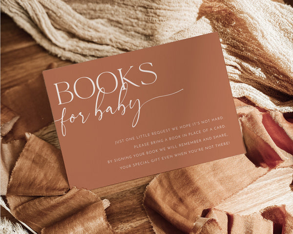 Books For Baby Card Printable, Book Request Card, Boho Baby Shower Book For Baby, Minimalist Baby Shower Printables, Boho Books For Baby