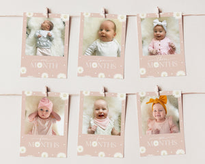 Daisy First Year Photos, Daisy Flower Birthday Milestone Photos, Baby's First Year Month Photos, Monthly Photo Banner, Flower Photo Banner