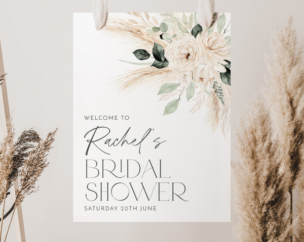 Printable Boho Bridal Shower Welcome Sign, Boho Floral Welcome Sign, Editable Welcome Sign Kitchen Tea, Boho Greenery Floral Bridal Shower