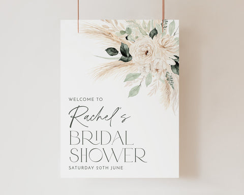 Printable Boho Bridal Shower Welcome Sign, Boho Floral Welcome Sign, Editable Welcome Sign Kitchen Tea, Boho Greenery Floral Bridal Shower