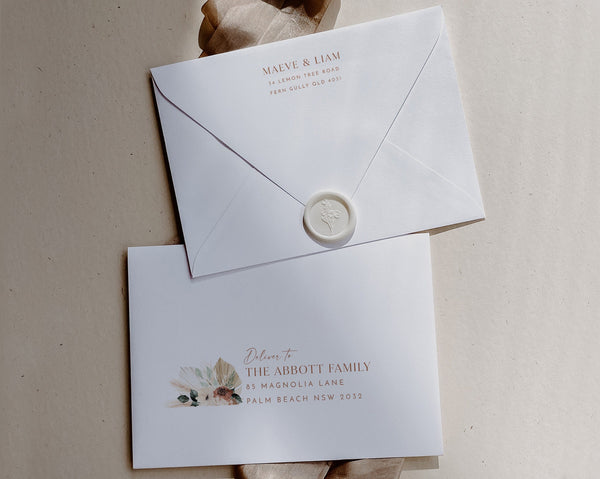 Envelope Template, Printable Envelope Address Template, Boho Wedding Envelope Addressing Editable, Boho Floral Envelope Addressing, Maeve