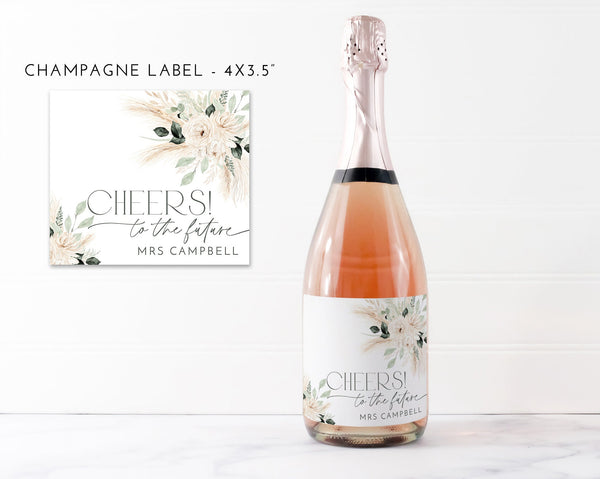 Boho Champagne Labels, Bridal Shower Wine Labels, Printable Wine Labels, Champagne Stickers, Boho Champagne Bottle Labels, Floral Greenery