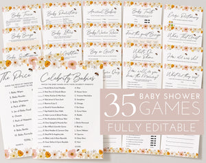 Bee Baby Shower Games, Mommy to Bee Games, Editable Games Template, Floral Baby Games Printable, Bee Flowers Baby Shower Games, Advice, Girl