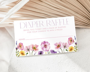 Floral Diaper Raffle Card, Baby in Bloom Shower Diaper Raffle Card, Editable Diaper Raffle Template, Printable Diaper Raffle, Nappy Raffle