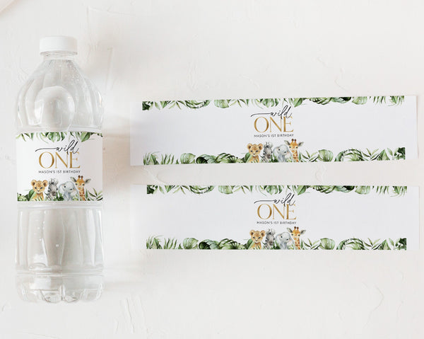 Wild One Water Bottle Labels, Safari Water Labels, Printable Water Bottle Label, Wild One First Birthday Water Labels, Jungle Animals Water