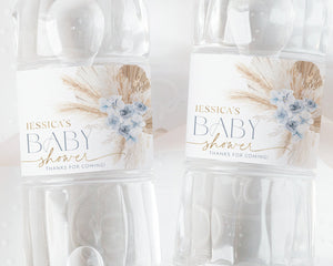 Boho Water Bottle Label, Blue Baby Shower Water Labels, Printable Water Bottle Label, Baby Shower Water Label Sticker, Boy Baby Water Labels