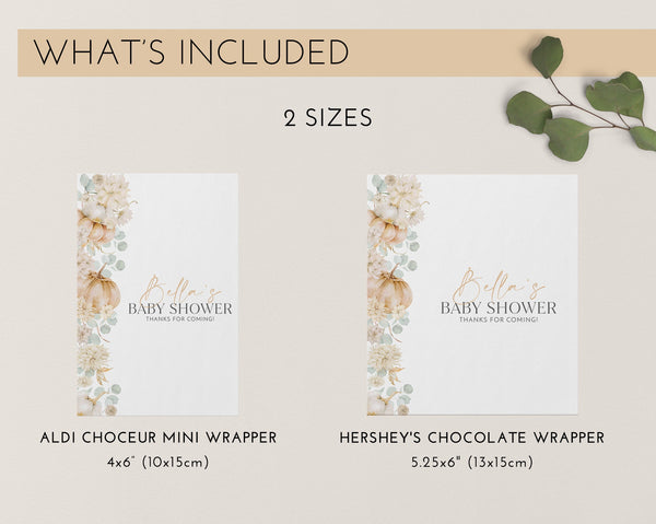 Pumpkin Chocolate Wrapper Printable, Candy Bar Wrapper Template, Chocolate Bar Template, Baby Shower Favor, Fall Baby Shower Chocolate Label