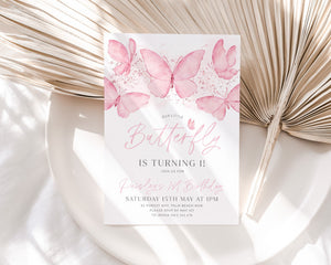 Butterfly Birthday Invitation, 1st Birthday Invite, First Birthday Invitation, Pink Butterfly Birthday, Birthday Girl, Girl Butterfly Party