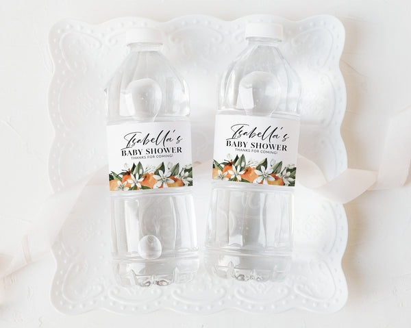 Little Cutie Water Bottle Label, Oranges Baby Shower Water Labels, Printable Water Bottle Label, Baby Shower Water Label Sticker, Citrus