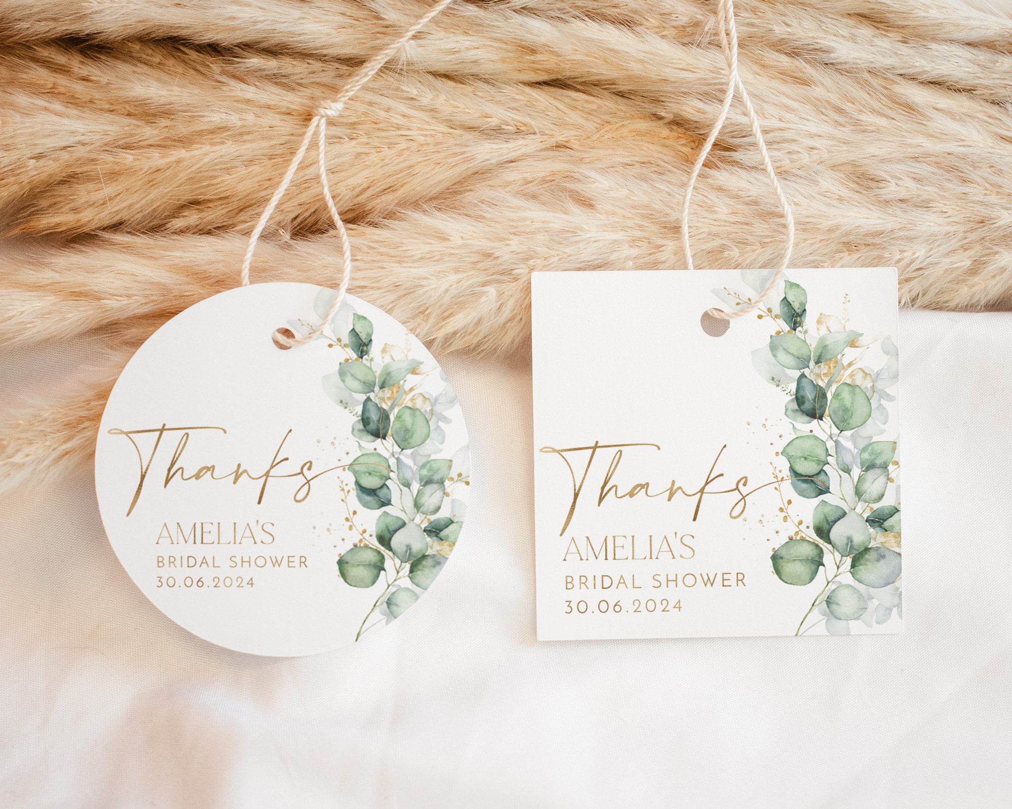 Bridal Shower Favour Tags, Editable Tags, Greenery Favor Tags, Green Gold Favour Tags, Thank You Tag, Bridal Gift Tags, Green Thank You Tag