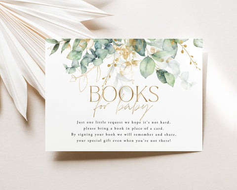 Books For Baby Card Printable, Book Request Card, Greenery Baby Shower Book For Baby, Greenery Invitation, Greenery Baby Shower Printables