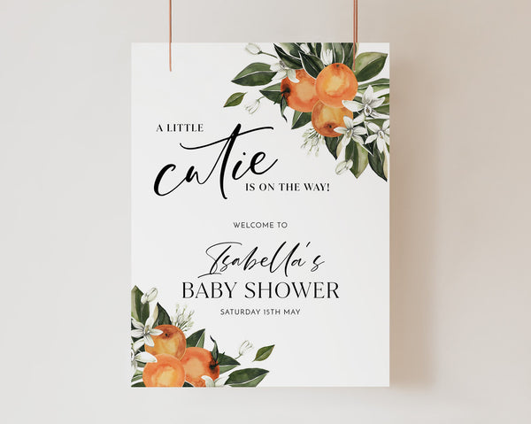 Little Cutie Welcome Sign Printable, Oranges Baby Shower Welcome Sign, Little Cutie Baby Shower, Oranges Baby Shower Welcome Sign, Citrus