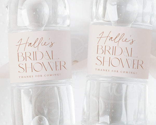 Neutral Water Bottle Label, Bridal Shower Water Label, Printable Water Bottle Label, Beige Minimalist Bridal Shower Water Label Stickers