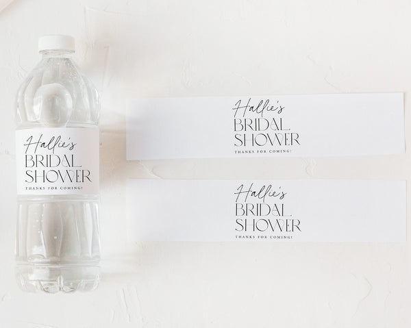 Minimal Water Bottle Label, Bridal Shower Water Label, Printable Water Bottle Label, Black Minimalist Bridal Shower Water Label Stickers