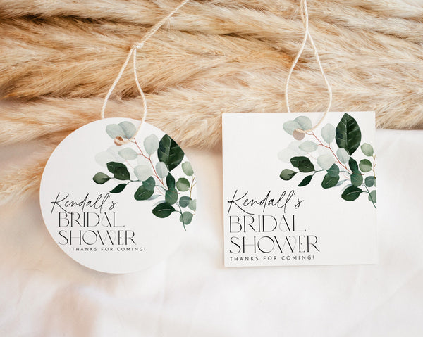 Bridal Shower Favour Tags, Editable Tags, Greenery Favor Tags, Green Leaf Favour Tags, Thank You Tag, Bridal Gift Tags, Green Thank You Tag