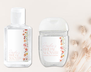 Floral Hand Sanitizer Label Template, Bridal Shower Hand Sanitiser Labels Printable, Editable Sanitizer, Wildflower Hand Sanitizer Labels