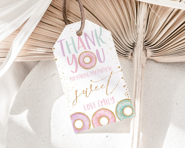 Donut Favor Tags, Donut Party Thank You Tags, Donut Party 1st Birthday Gift Tag, Editable Birthday Tag, Printable Gift Tag, Donut Grow Up